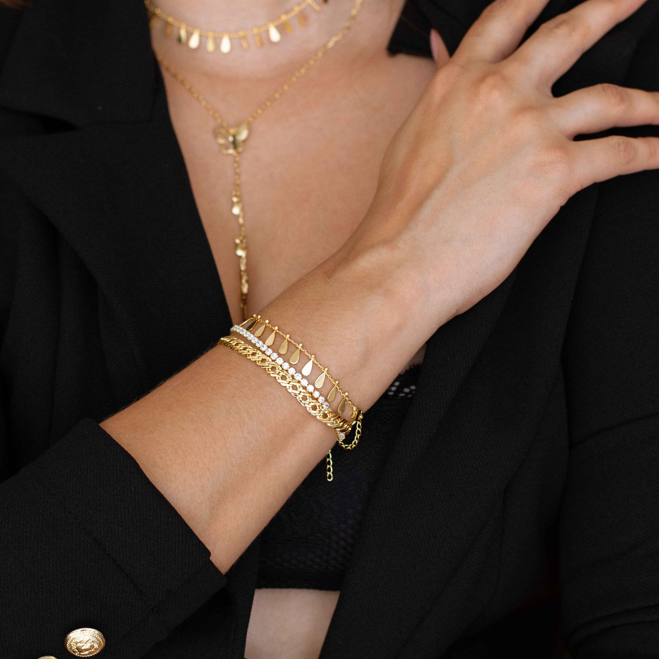 PULSEIRA ZIRCONIA DELICADA 2,5MM DOURADO FOLHEADO