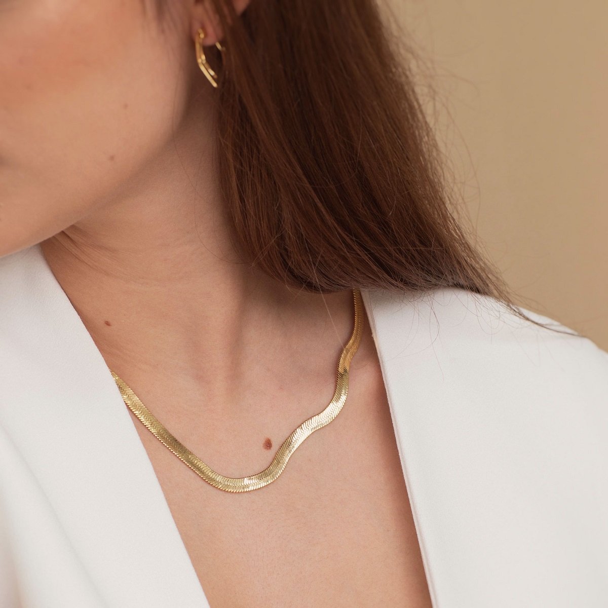 COLAR SNAKE 6MM BANHADO A OURO 18K