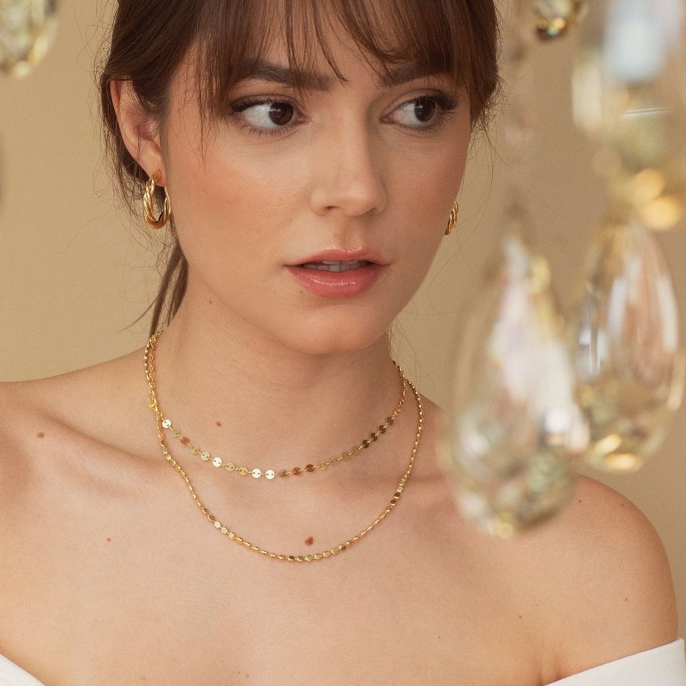 CHOKER MINI MEDALHAS DOURADA FOLHEADA