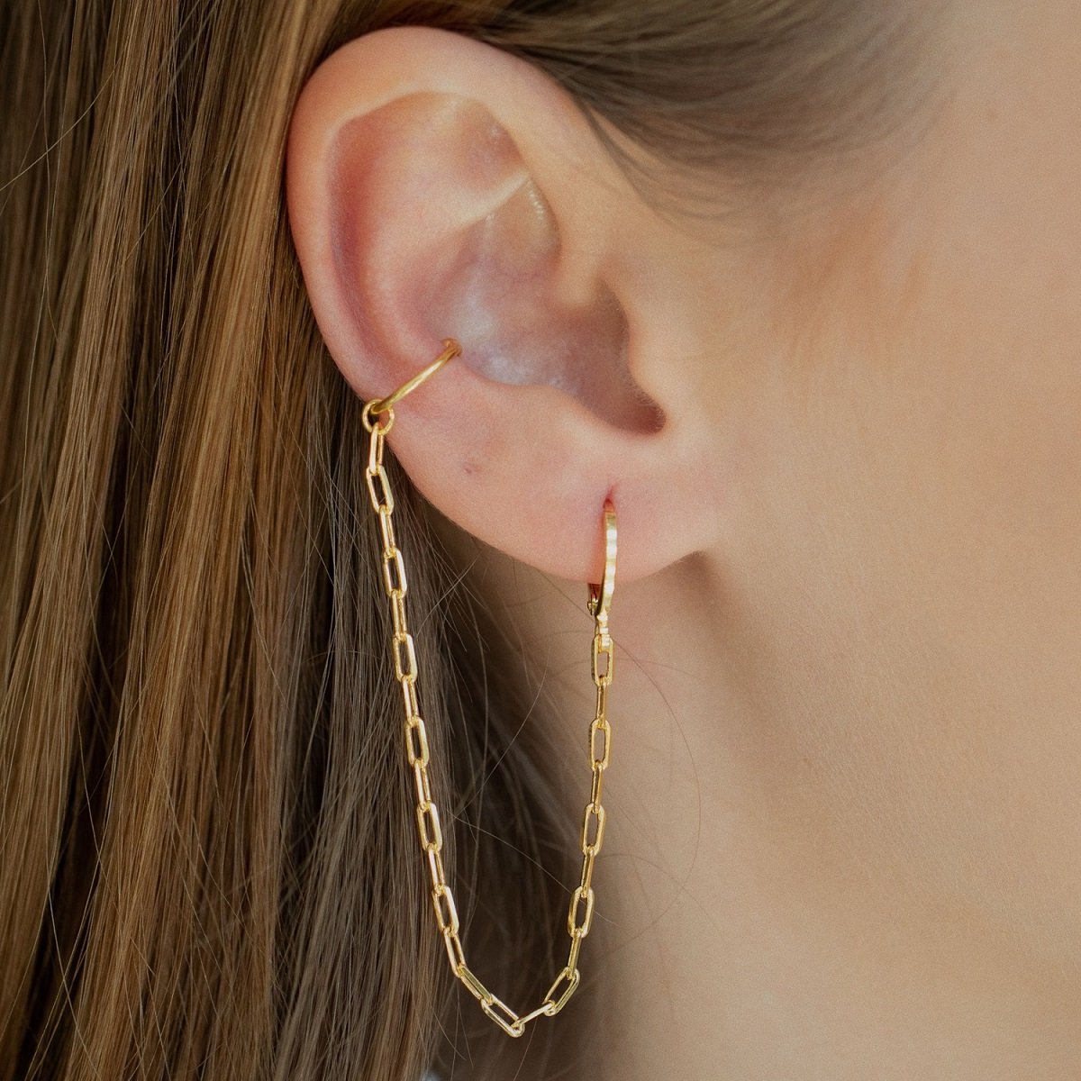 KIT ARGOLA COM PIERCING ART FAKE DOURADO FOLHEADO