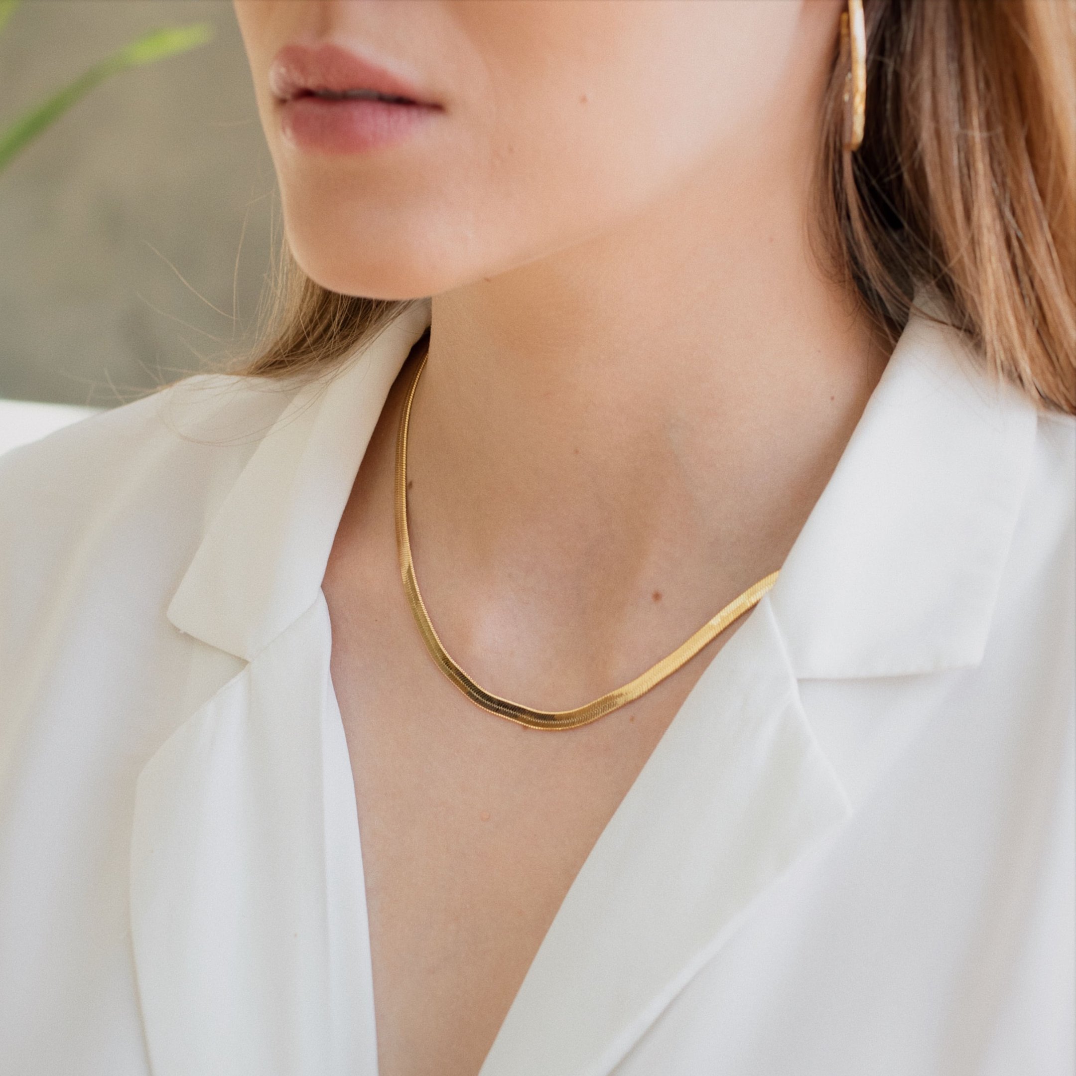 CHOKER SNAKE 3MM BANHADO A OURO 18K