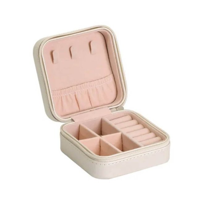 PORTA JOIA BEGE COM TEXTURA PEQUENO