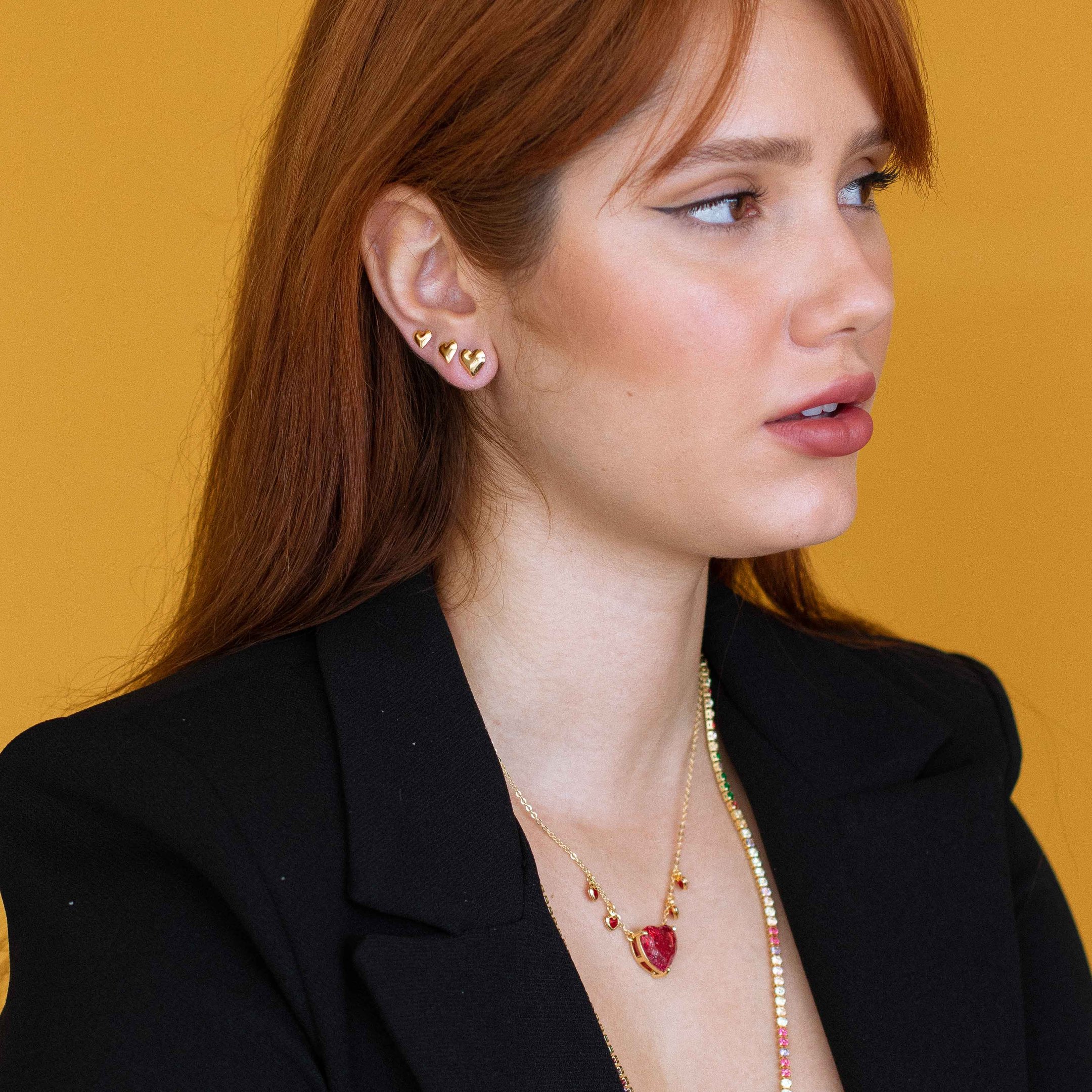 KIT 3 CORAÇÃO ESTUFADO DOURADO M, P, PP FOLHEADO