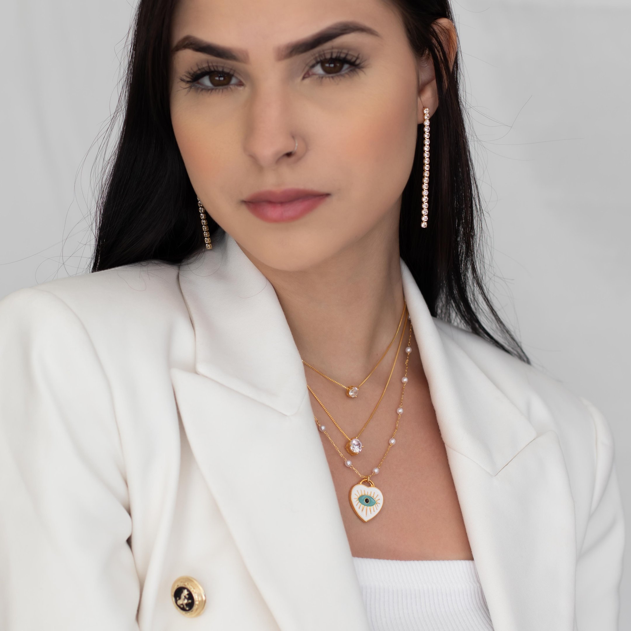 BRINCO ZIRCÔNIA 3MM BANHADO A OURO 18K