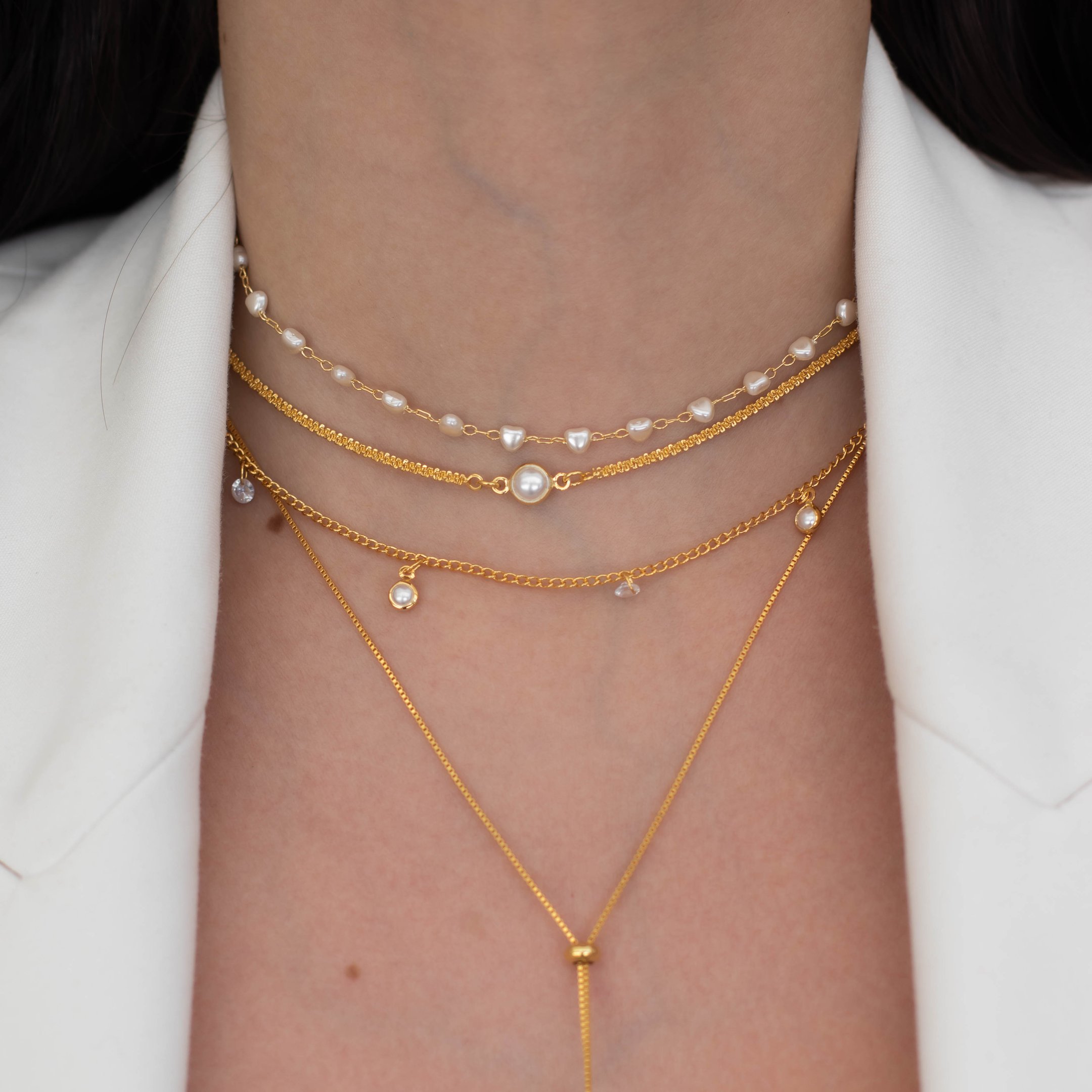 CHOKER CACTO COM PINGENTE PEROLA DOURADO FOLHEADO