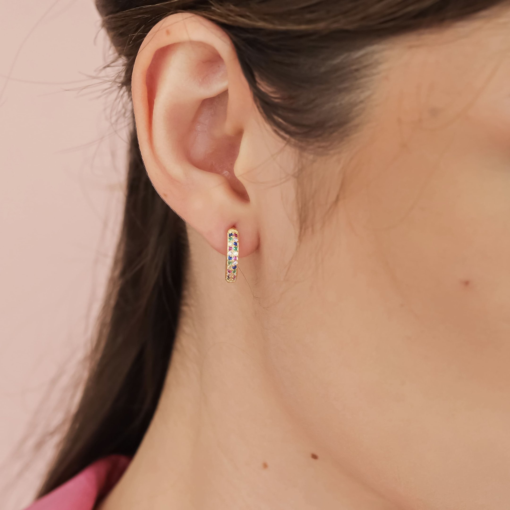 ARGOLA ZIRCÔNIA COLORS M DOURADO FOLHEADO