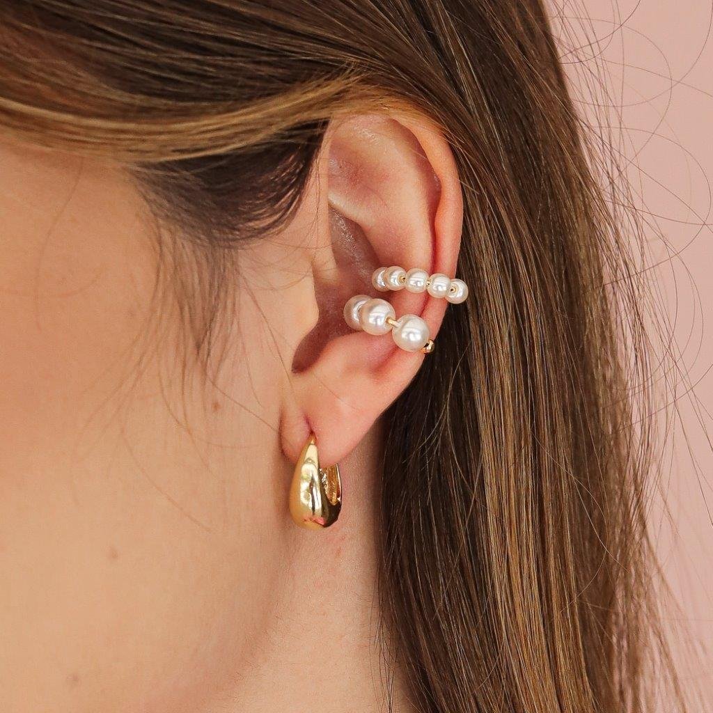 ARGOLA LISA BASE LARGA DOURADO FOLHEADO