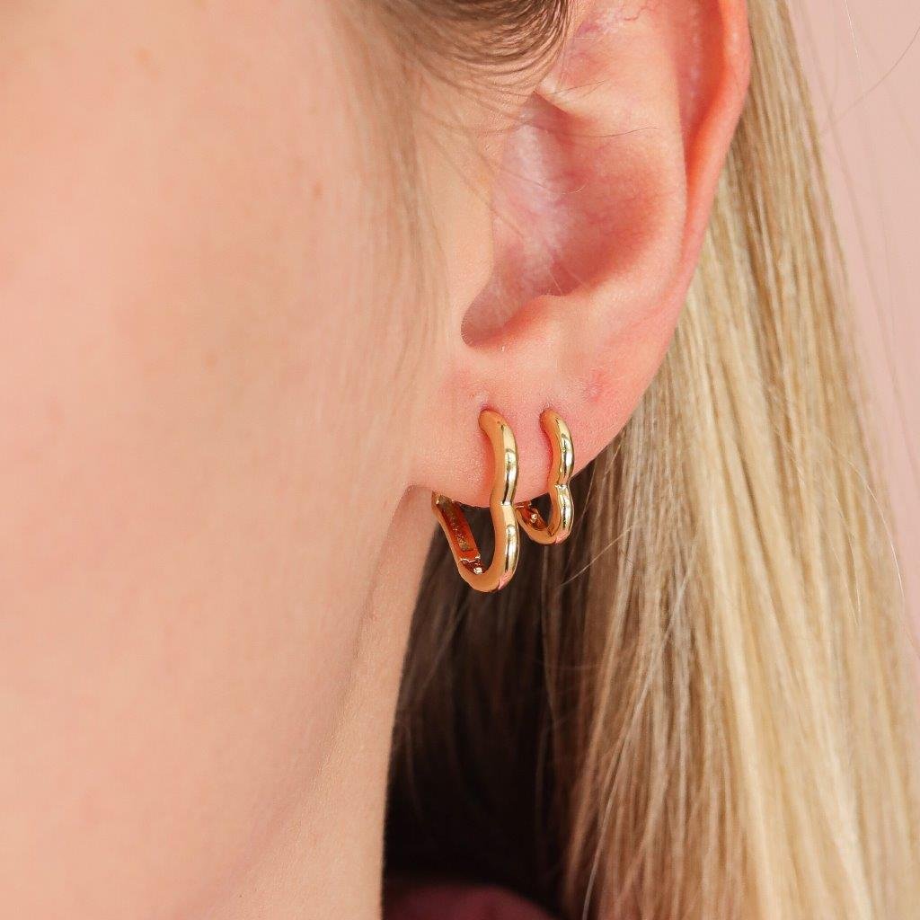 KIT ARGOLA CORAÇÃO FINO P, M DOURADO FOLHEADO