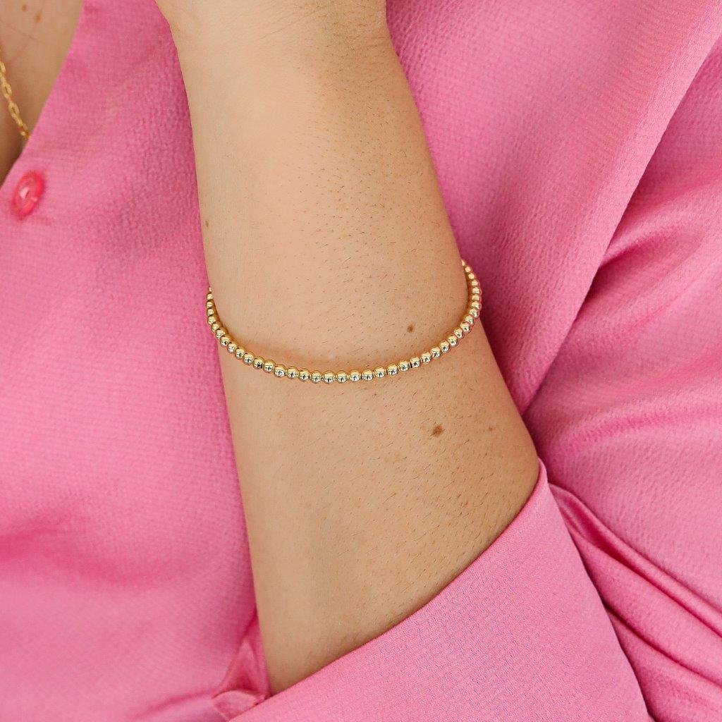 BRACELETE BOLINHA FLEXIVEL DOURADO FOLHEADO