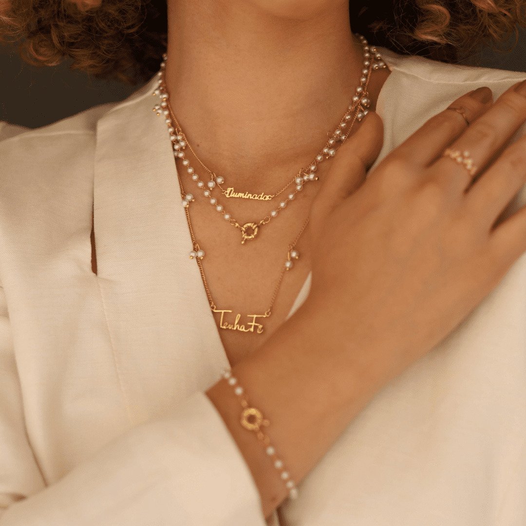 COLAR PEROLA P COM FECHO BOIA DOURADO FOLHEADO