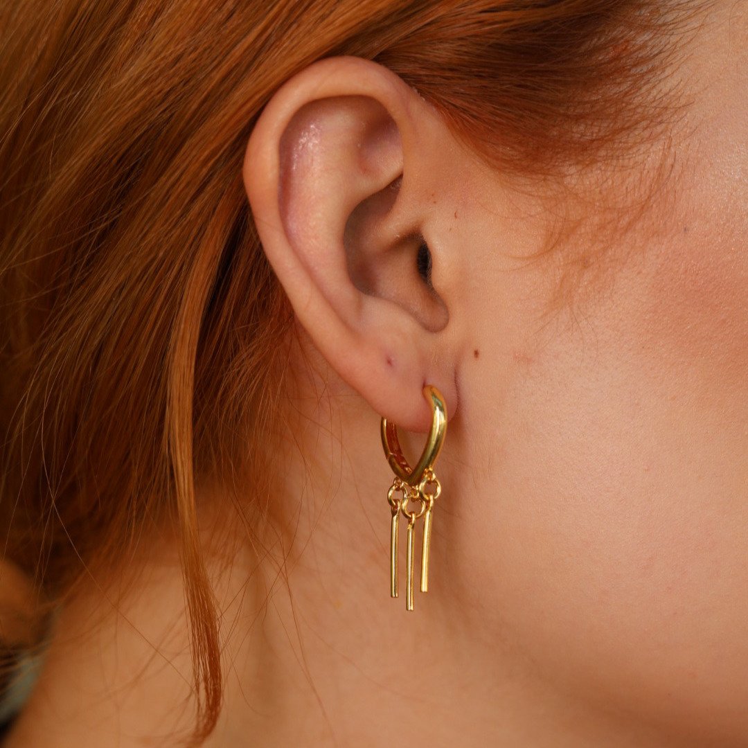 ARGOLA GOTA COM 3 PINOS PENDURADO DOURADO FOLHEADO