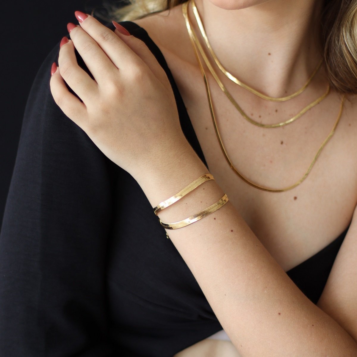 PULSEIRA SNAKE 6 MM BANHADO A OURO 18K