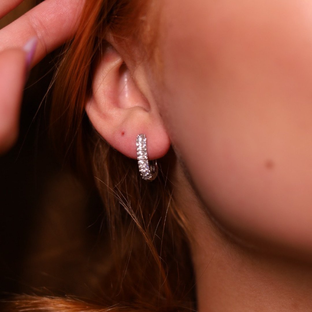 ARGOLA ARTICULADA ZOM 3 FILEIRAS ZIRCONIA PRATEADO FOLHEADO