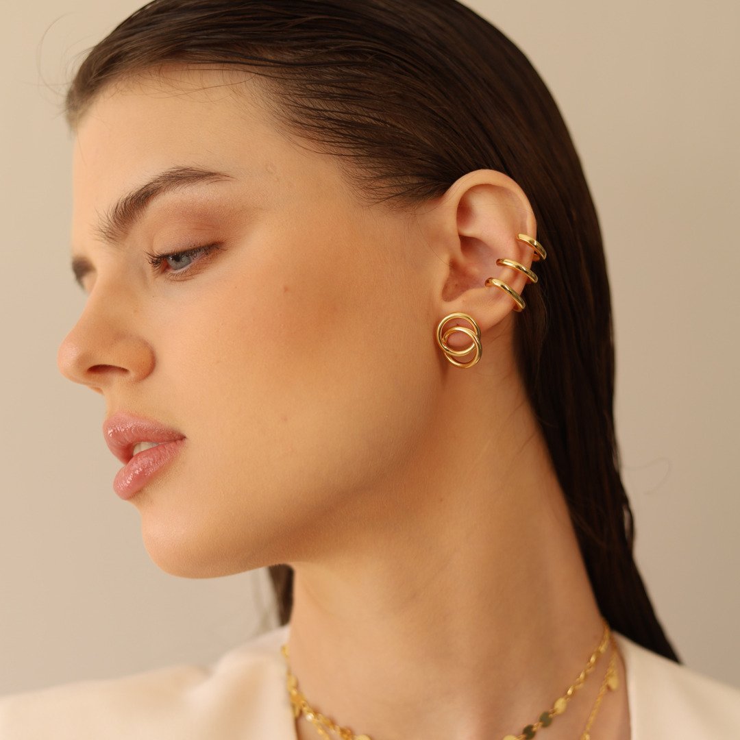 PIERCING TRÊS PALITOS MODERN BANHADO A OURO 18K