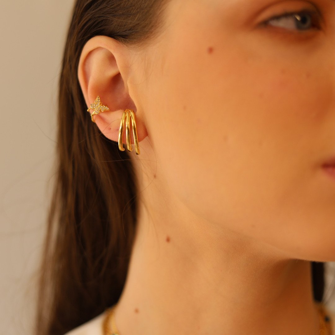 EAR HOOK 3 PALITOS DOURADO FOLHEADO