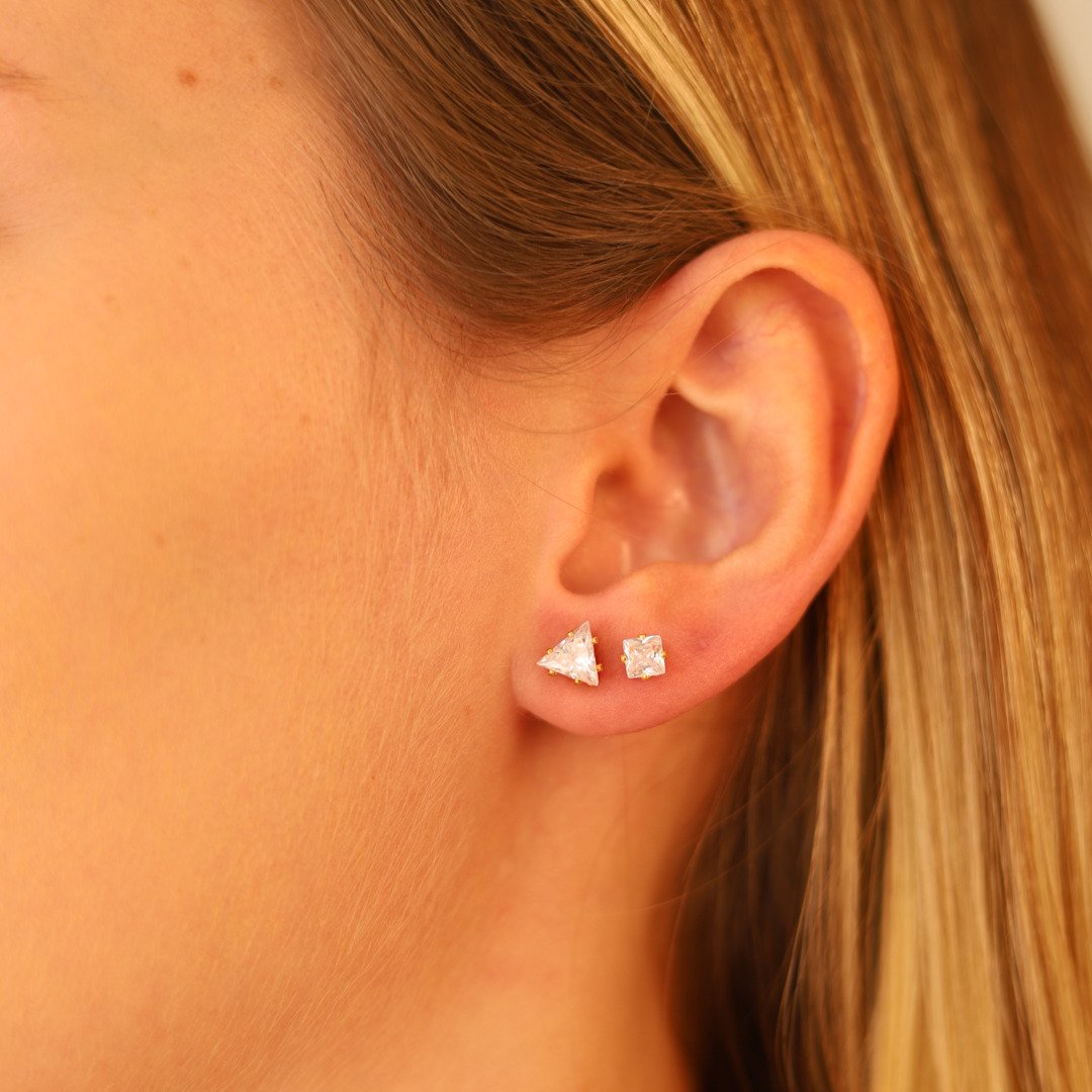 KIT BRINCO PONTO DE LUZ, QUADRADO E TRIANGULO BANHADO A OURO 18K