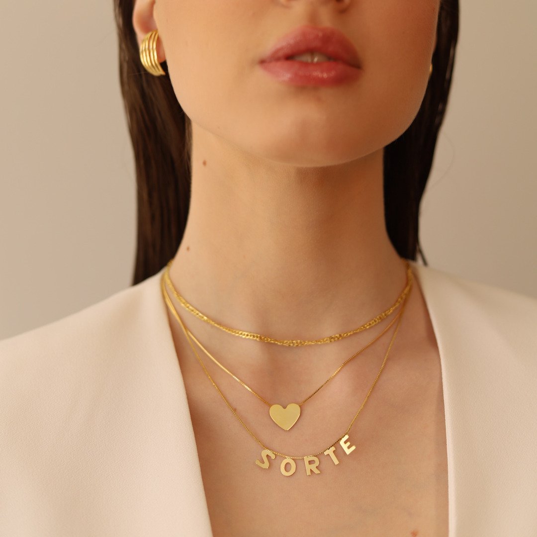 COLAR SORTE LISO DELICADO DOURADO FOLHEADO