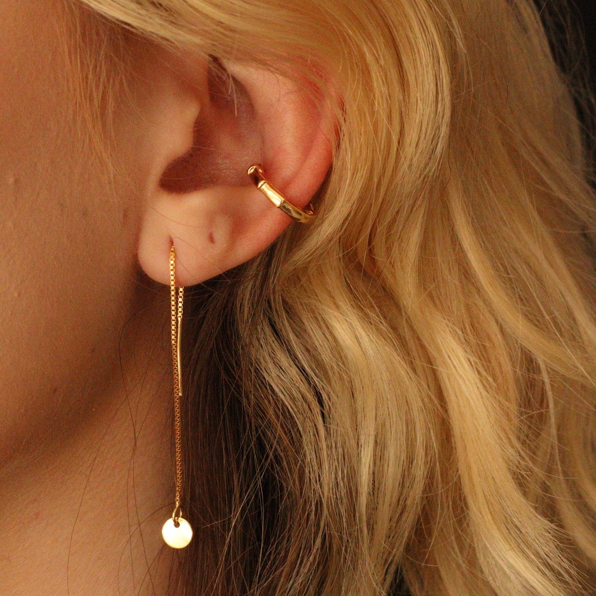 PIERCING BAMBOO DOURADO FOLHEADO
