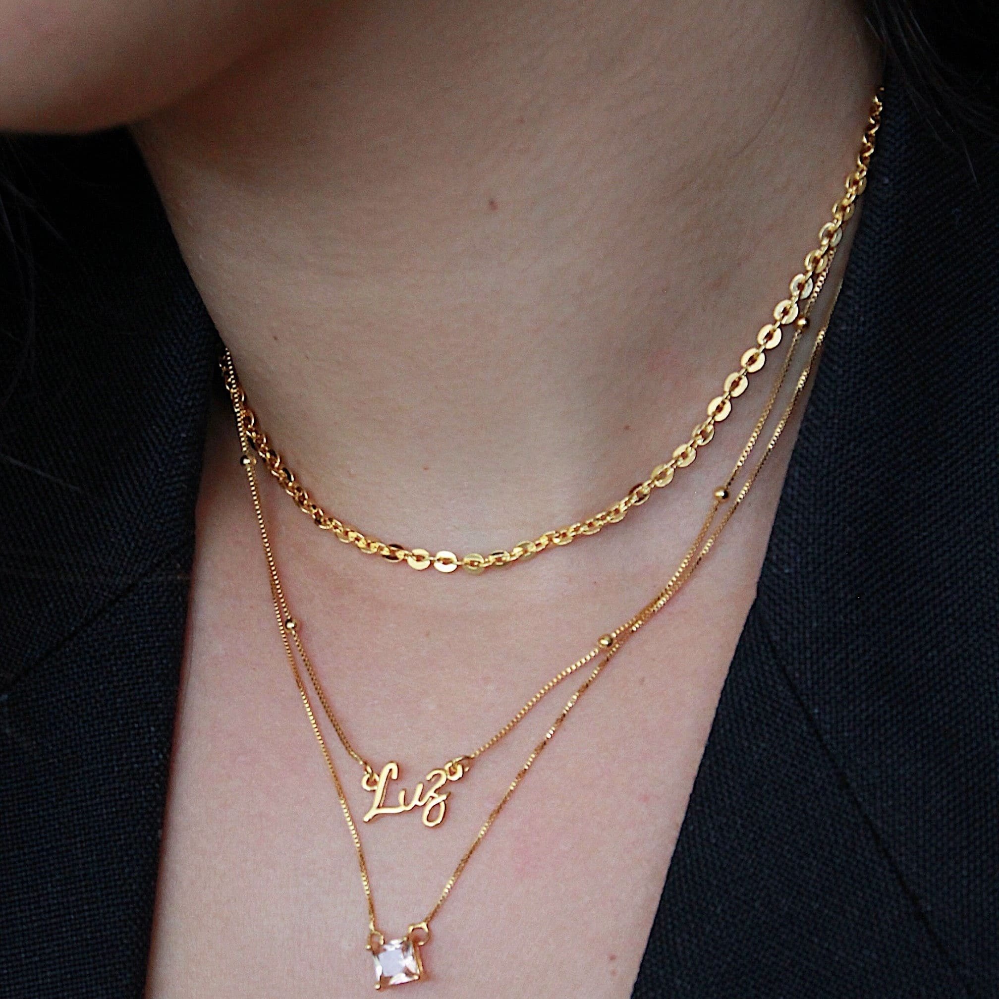 CHOCKER CADEADO GROSSO DOURADO FOLHEADO