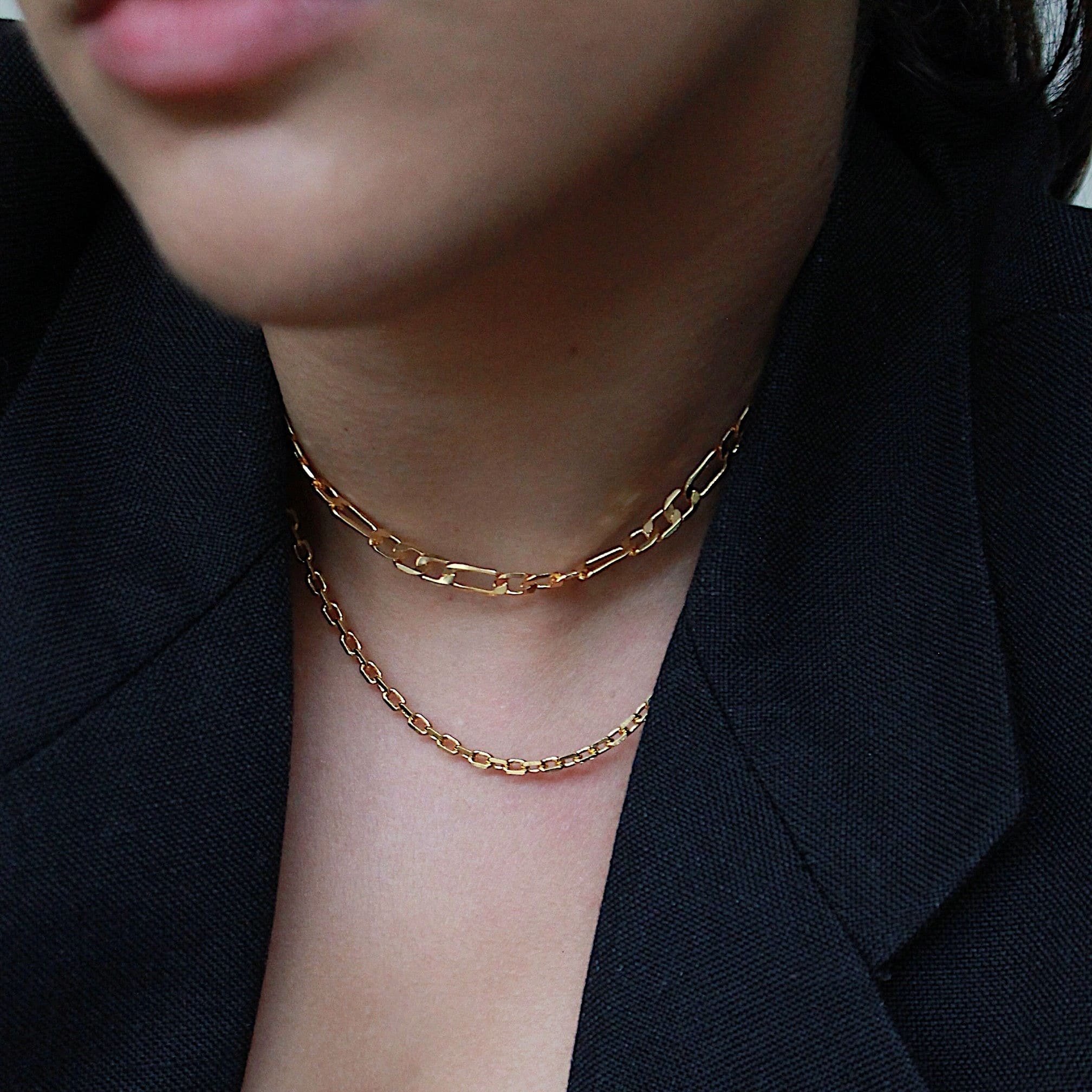 CHOKER ELOS DOIS TAMANHOS LARGOS 5,3 BANHADO A OURO 18K