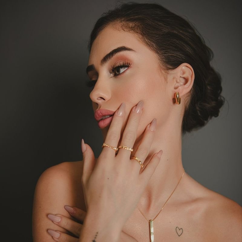 ANEL AMOR PONTO DE LUZ DOURADO FOLHEADO