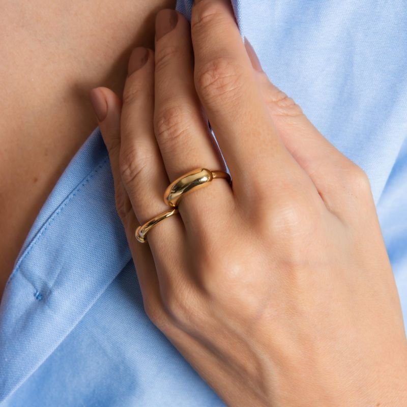 ANEL CILINDRICO DOURADO FOLHEADO