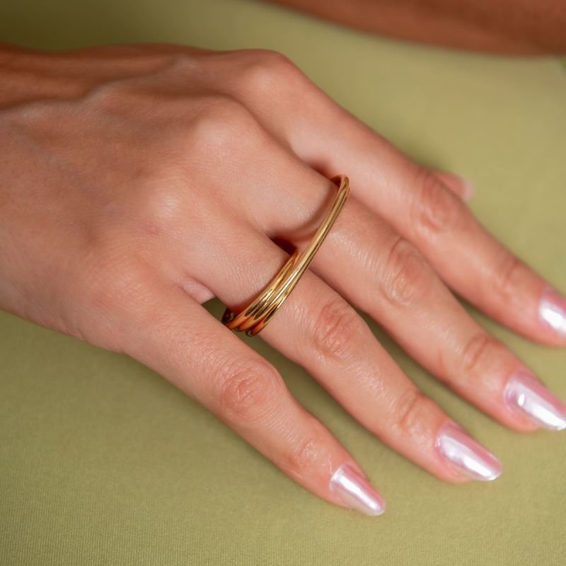 ANEL DUPLO TRES FIOS ENTRELAÇADOS