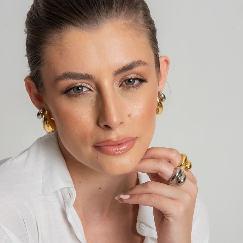 ANEL ENCONTRO DE GOTAS BANHADO A OURO 18K