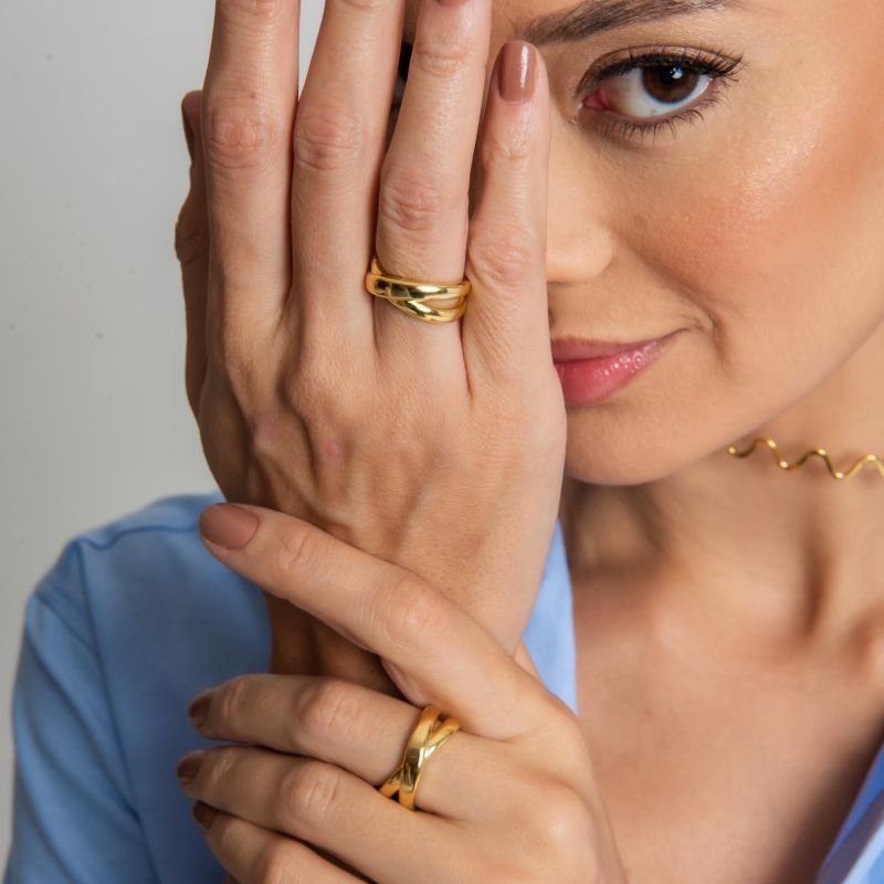 ANEL ENLACE AJUSTAVEL DOURADO FOLHEADO