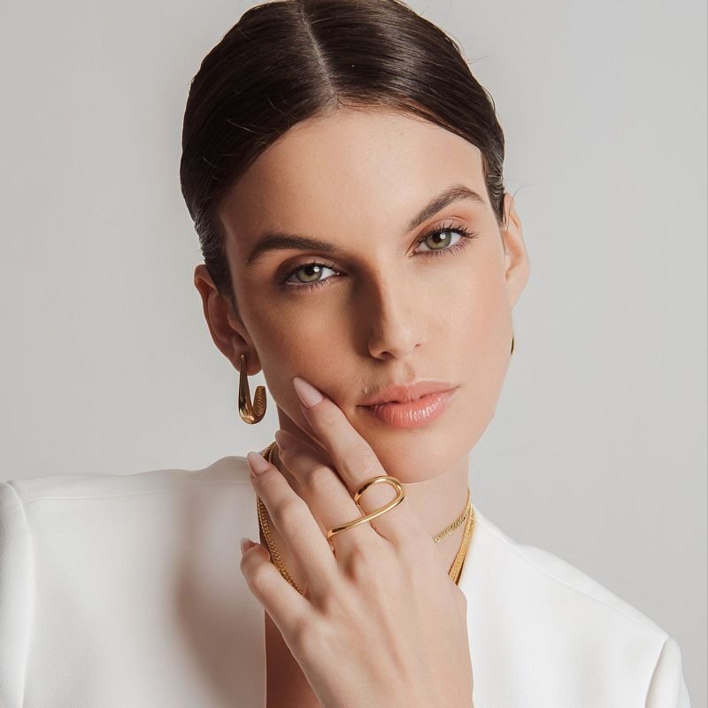 ANEL MINIMALISTA BANHADO A OURO 18K