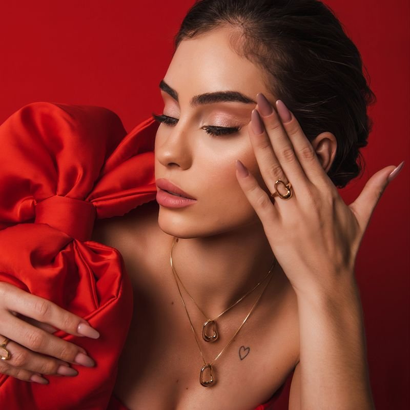 ANEL ORGANIC FLUIDO DOURADO FOLHEADO