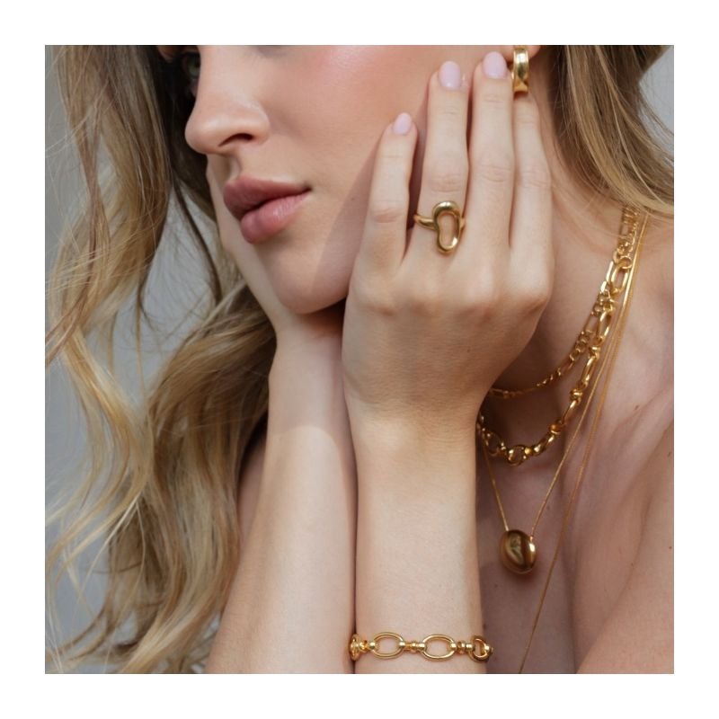 ANEL ORGANIC FLUIDO DOURADO FOLHEADO