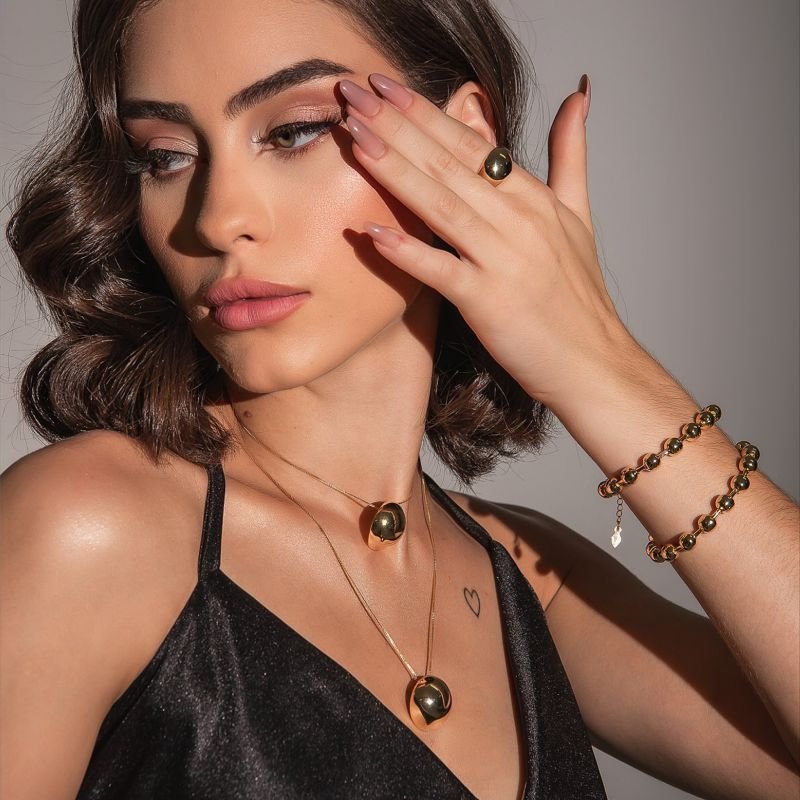 ANEL REDONDO LISO BANHADO A OURO 18K