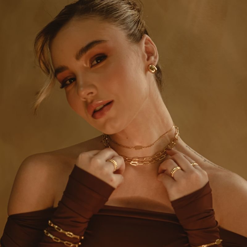 ANEL RETANGULOS DOURADO FOLHEDO