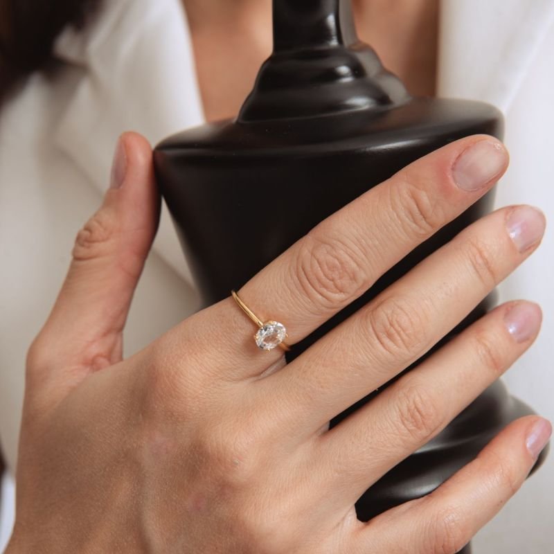 ANEL SOLITÁRIO ZIRCÔNIA AJUSTÁVEL BANHADO A OURO 18K