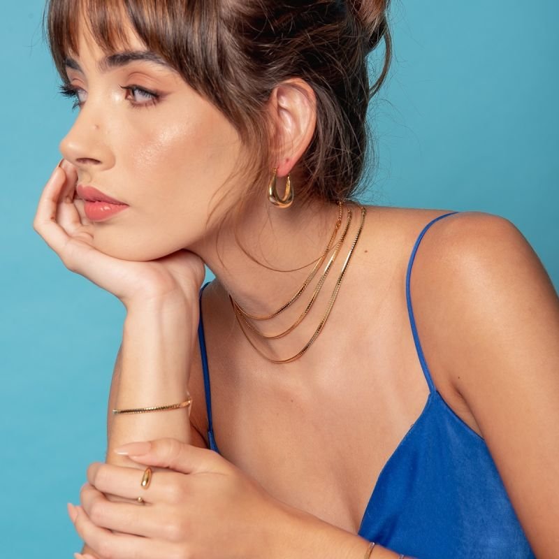 ARGOLA ALICE FECHO ITALIANO DOURADO FOLHEADO