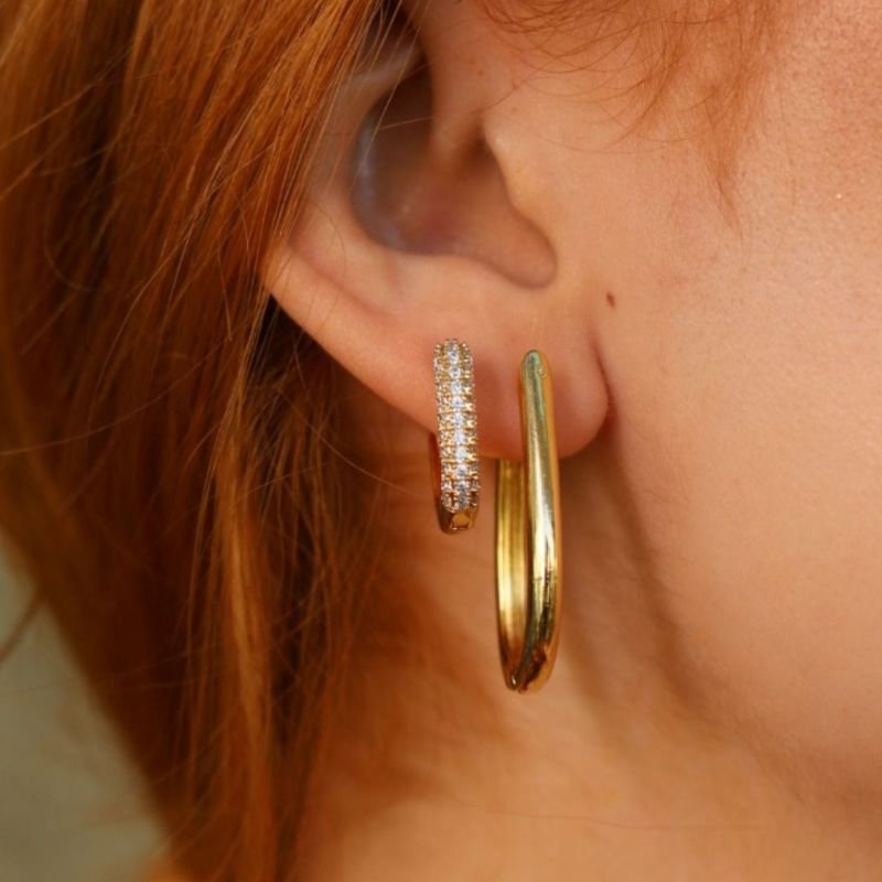 ARGOLA ARTICULADA ZOM 3 FILEIRAS ZIRCONIA DOURADO FOLHEADO