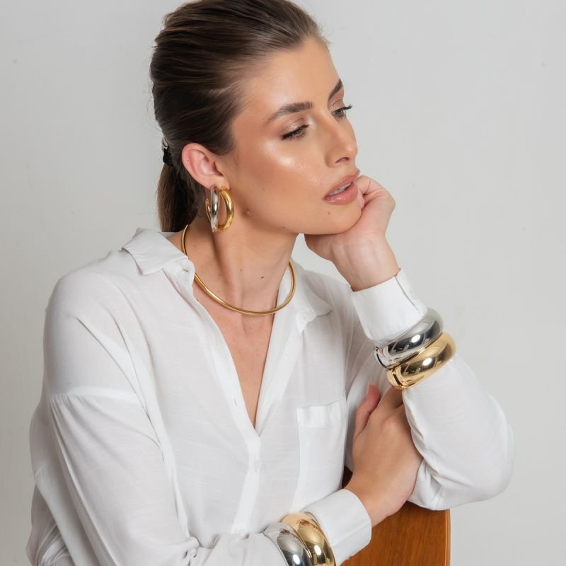 ARGOLA SINGULAR ABS BANHADO A OURO 18K