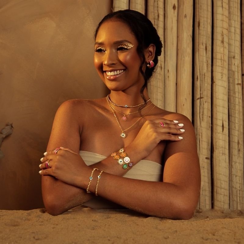 ARGOLA BEIRA-MAR ROSA BANHADO A OURO 18K