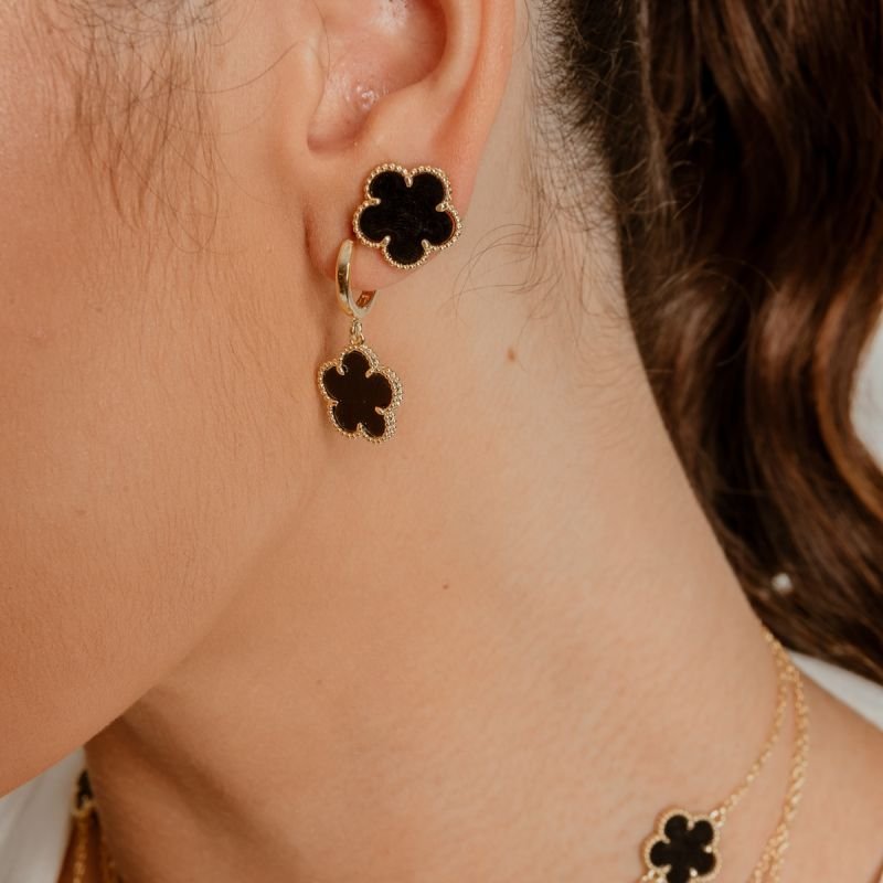 ARGOLA BLUME BLACK 14MM BANHADO A OURO 18K