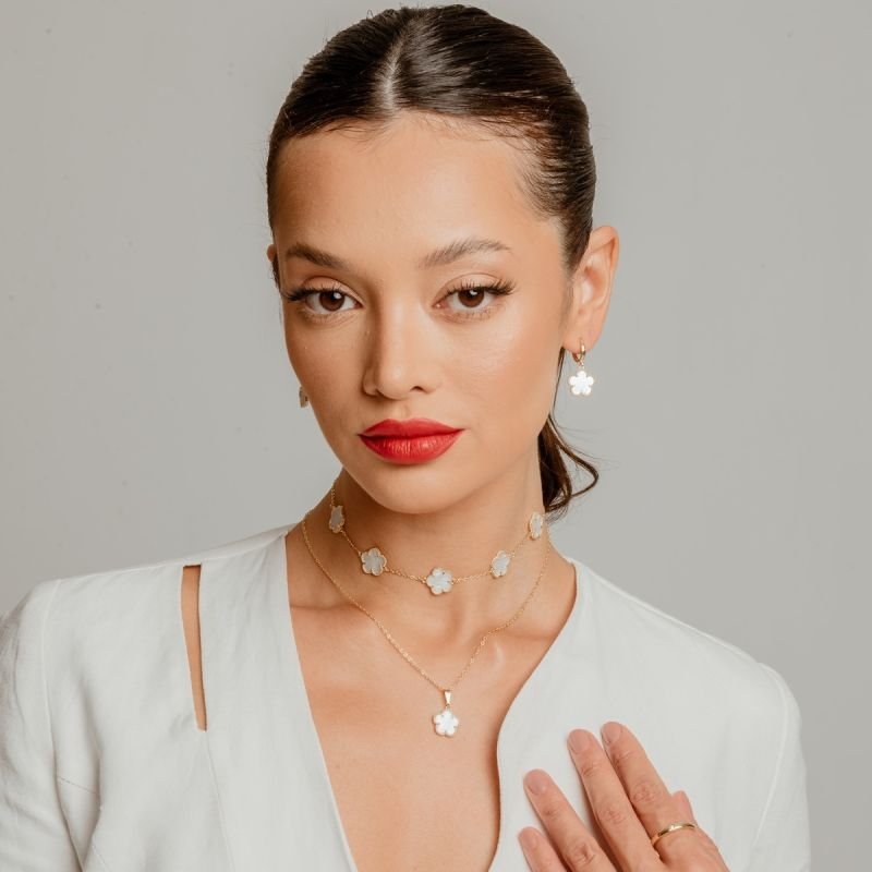 ARGOLA BLUME BRANCA 14MM BANHADO A OURO 18K