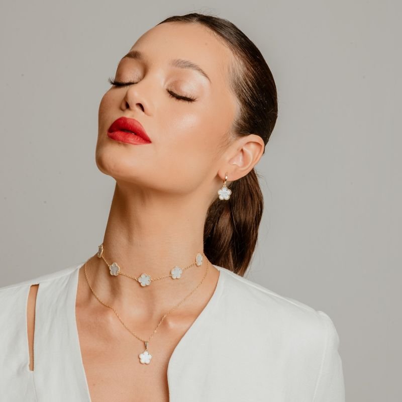 ARGOLA BLUME BRANCA 14MM BANHADO A OURO 18K