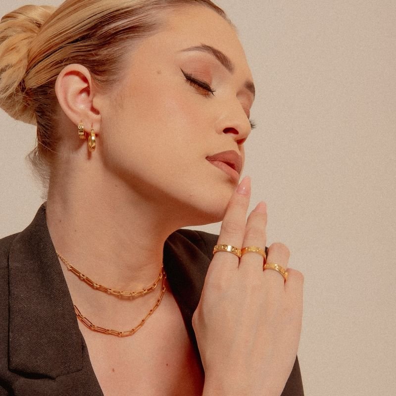 ARGOLA ART CLICK DOURADO FOLHEADO