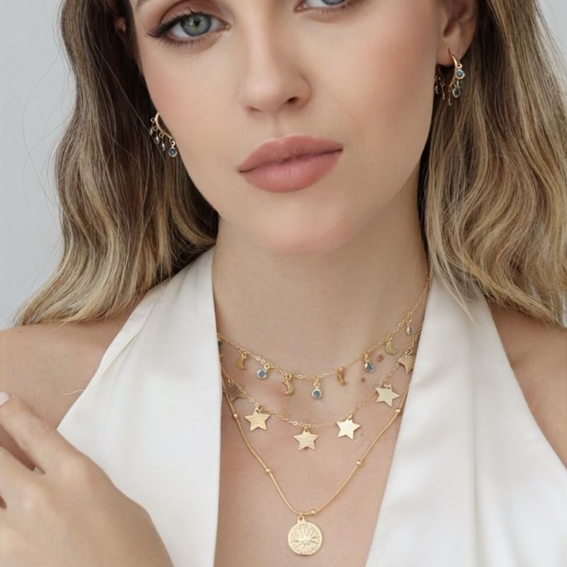 ARGOLA CELESTIAL BANHADO A OURO 18K