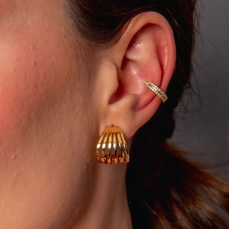 ARGOLA CINCO VÃO LISAS DOURADO FOLHEADO