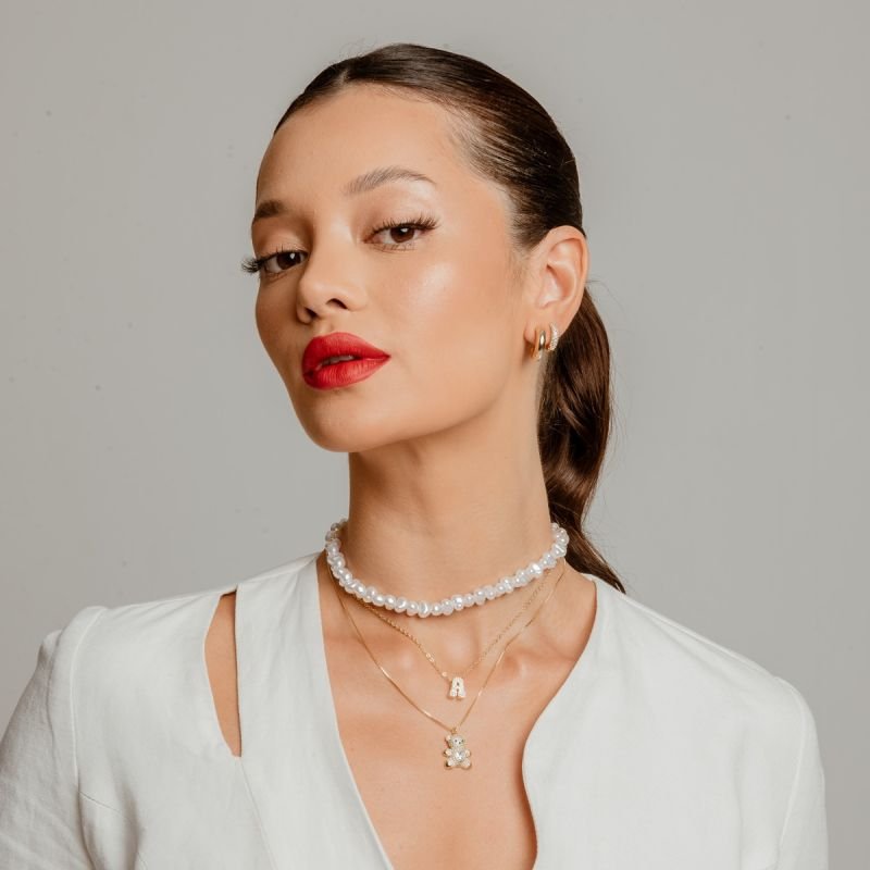 ARGOLA CIRCULAR 2 FILEIRAS ZIRCÔNIA DOURADO FOLHEADO