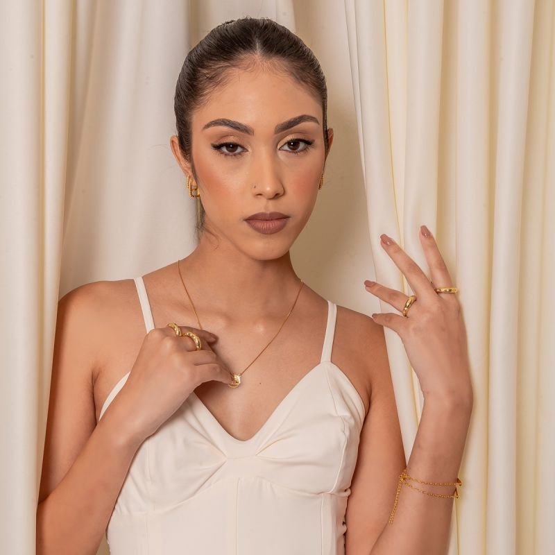 ARGOLA CLOÉ DE ZIRCÔNIA G DOURADO FOLHEADO