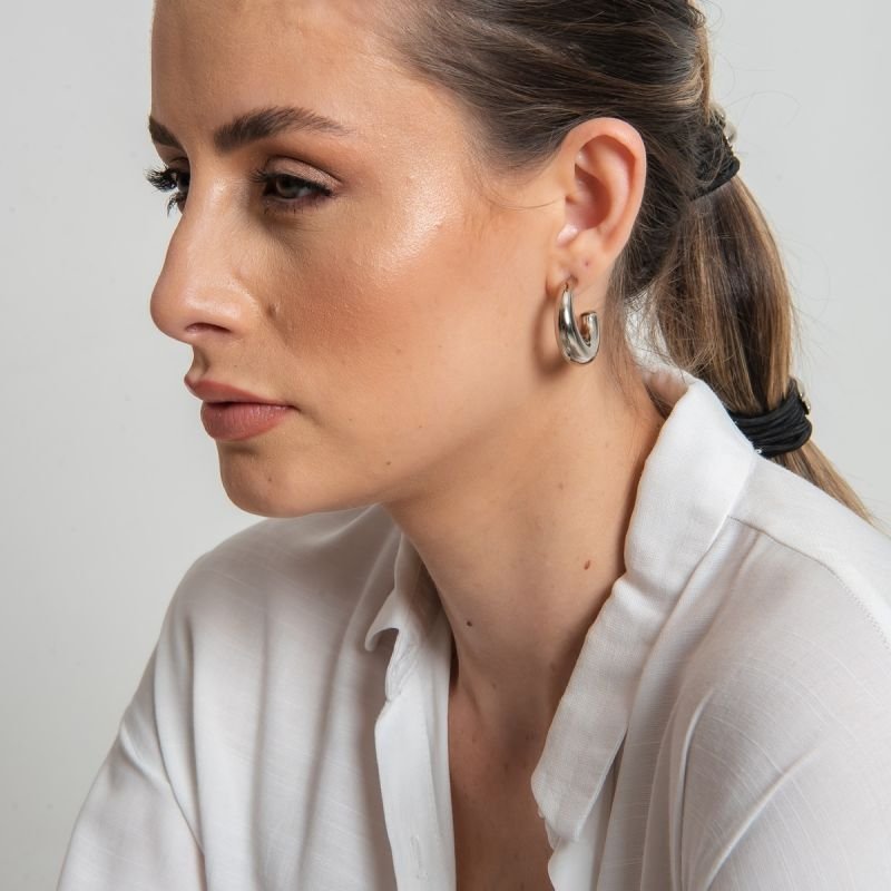 ARGOLA DESLUMBRE ABS PRATEADO FOLHEADO