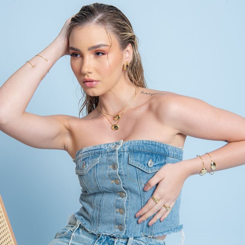 ARGOLA DIANA M BANHADO A OURO 18K