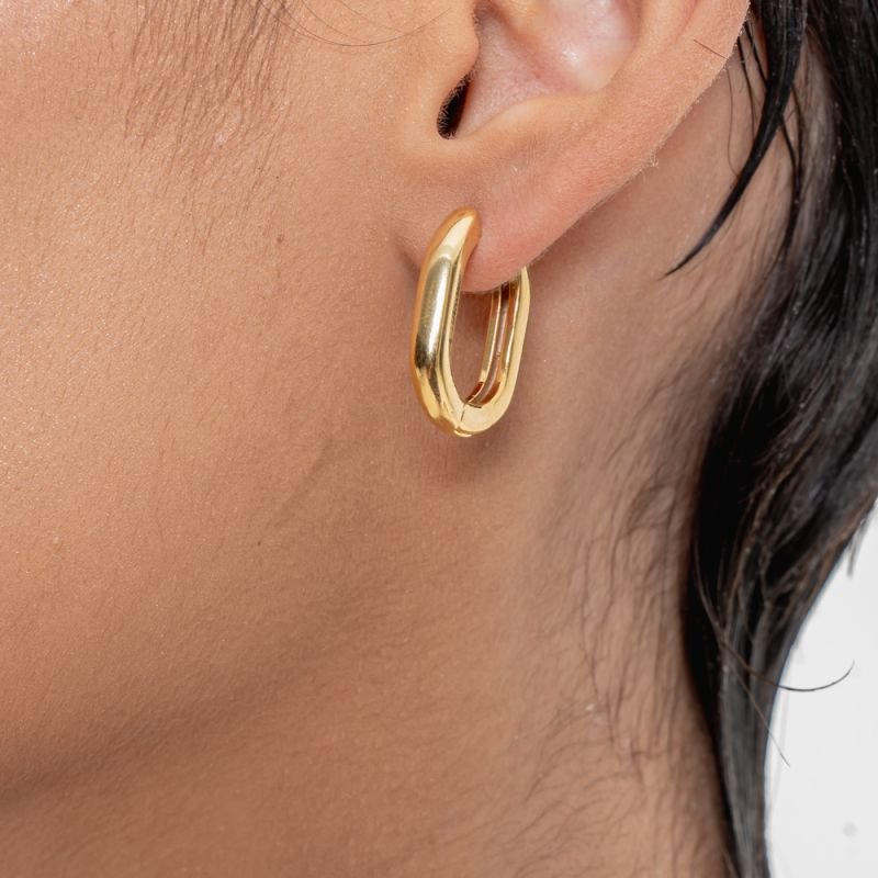 ARGOLA ELIPSE BANHADO A OURO 18K